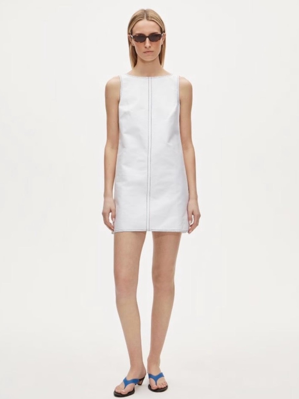 NWT J. Crew Contrast-stitch Billie Dress Double Cotton Poplin White